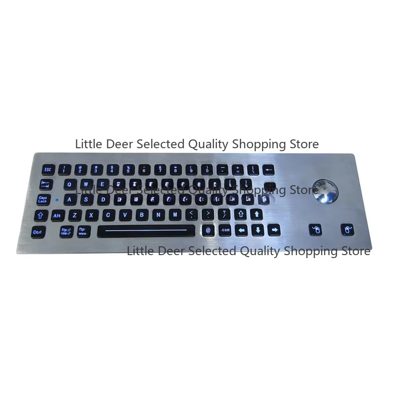 Illacklit Waterproof Industial Rued Stainless Steel PC Keyboard with OPL Trackball