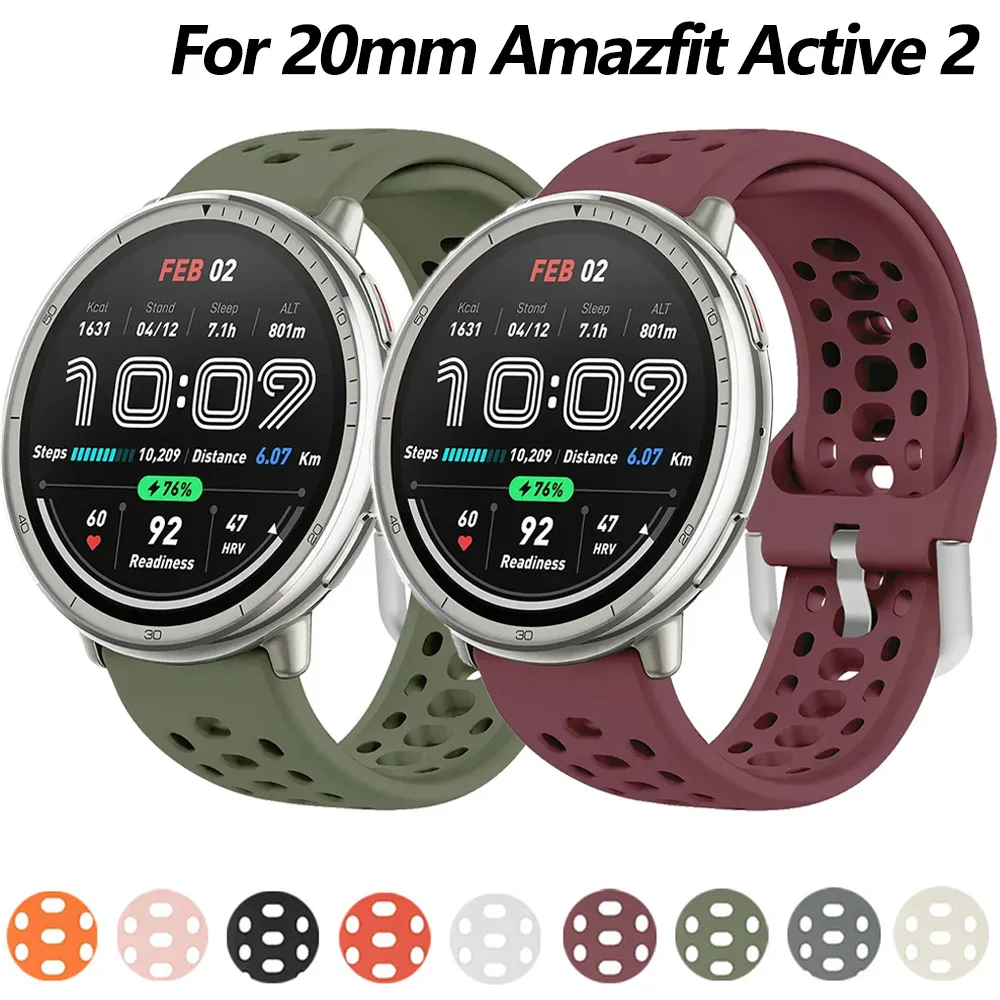 Sport Silicone Strap for Amazfit Active 2 Band Smart Watch Official Bracelet for Amazfit Active/GTS 4 3 2 mini/Bip 3 U Pro Belt