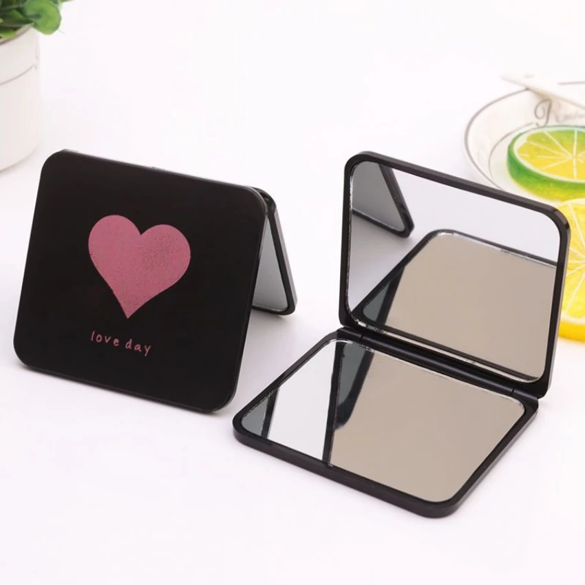 2 Pieces Small Mirror Portable Mini Makeup Mirror Double-sided Student Dormitory Dressing Foldable Carry-on Beauty Tool Decor