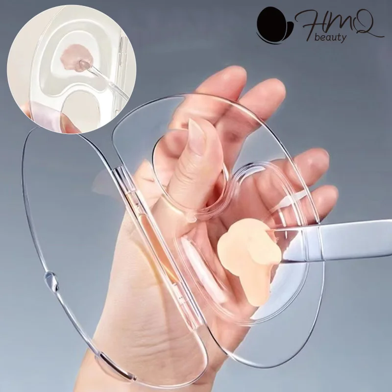 2pcs/set Transparent Makeup Color Palette Foldable Acrylic Liquid Foundation Tray Portable Cosmetic Mixing Scraper Beauty Tools