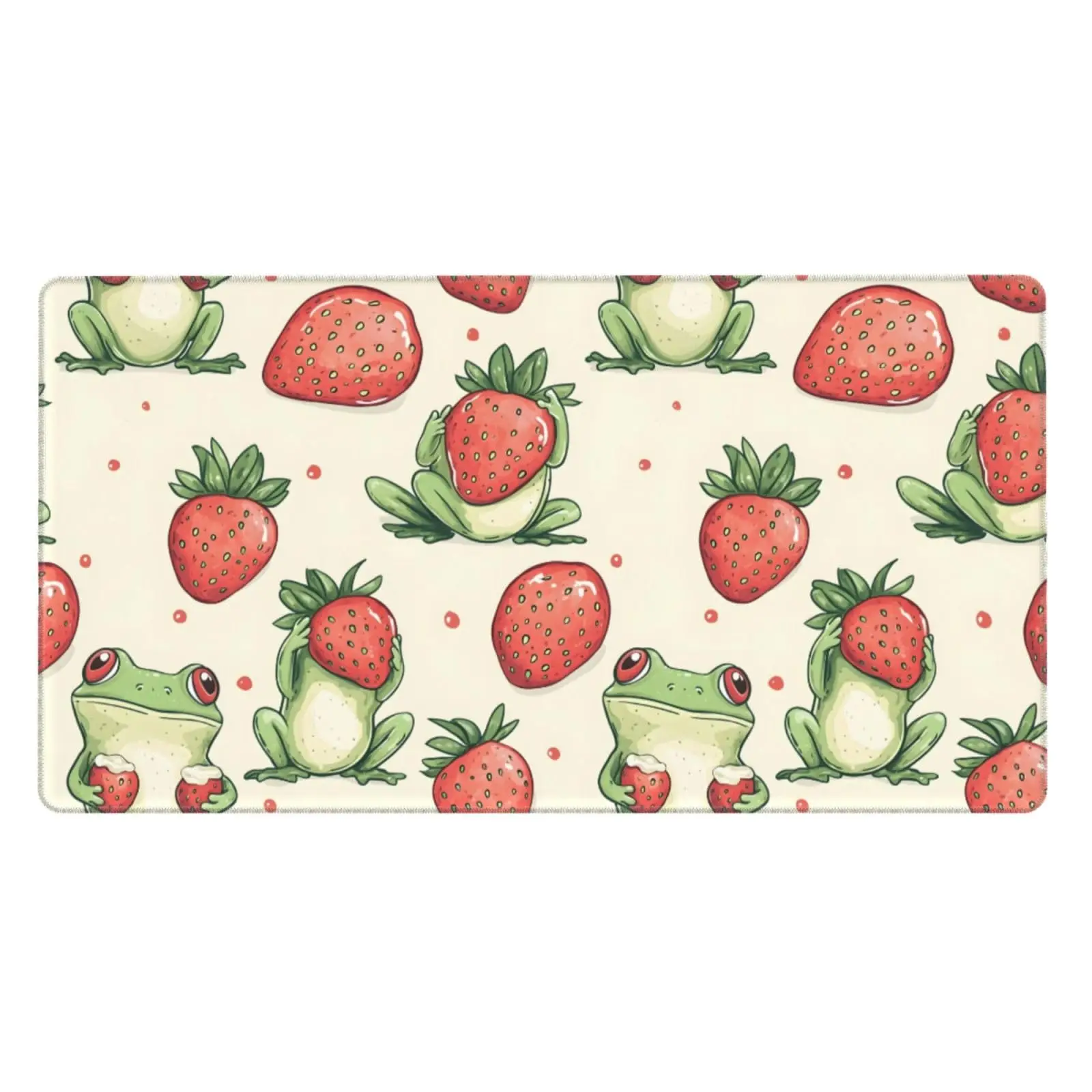 Frog Strawberry Pattern Desk Mat,a Lovely Desktop Decoration,non-slip Waterproof Gaming Mouse Pad, The Perfect Gift for Friends.