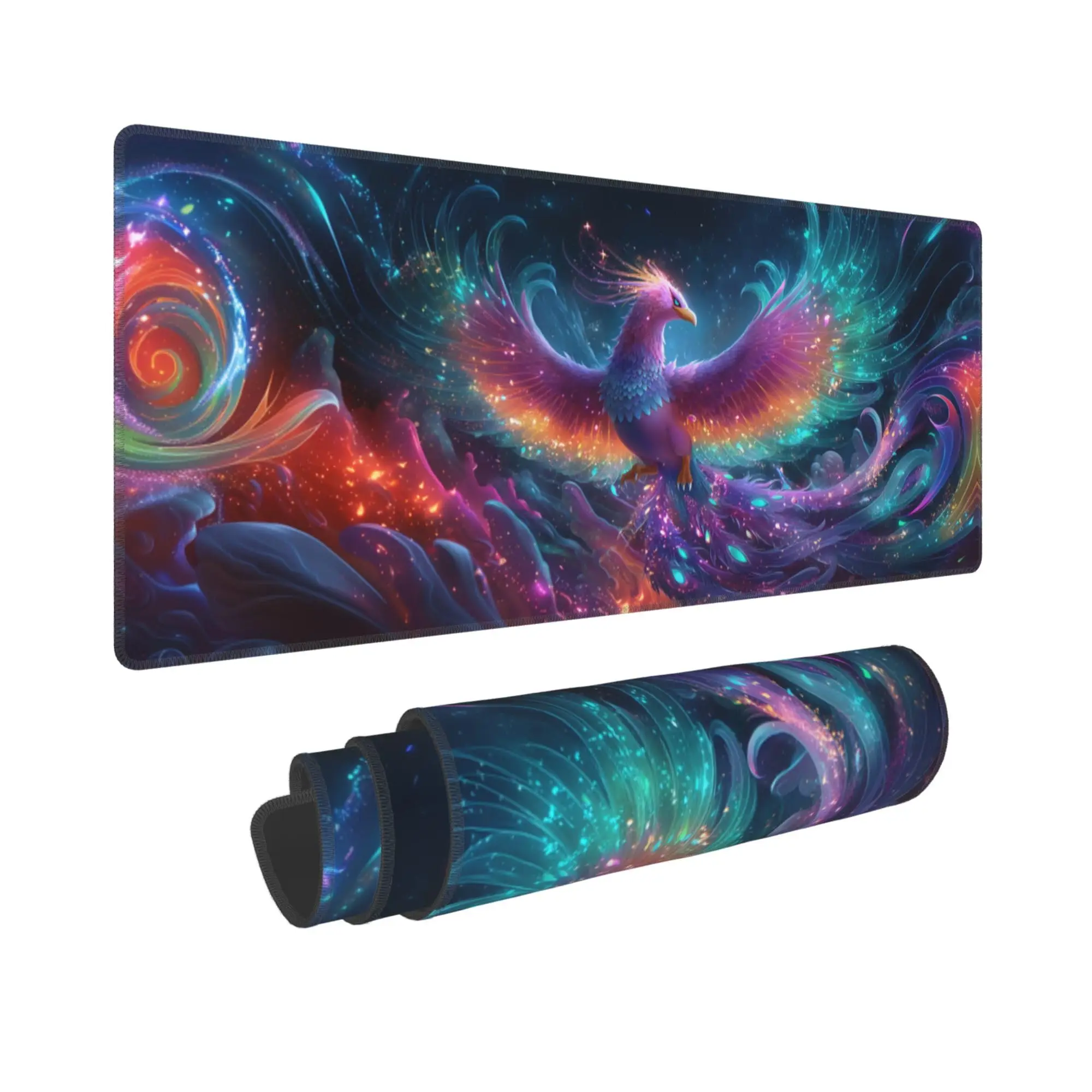 Colorful Phoenix Patterned Deskmat,cute Desktop Decoration,non-slip and Waterproof Gaming Mousepad,the Perfect Gift for Friends.