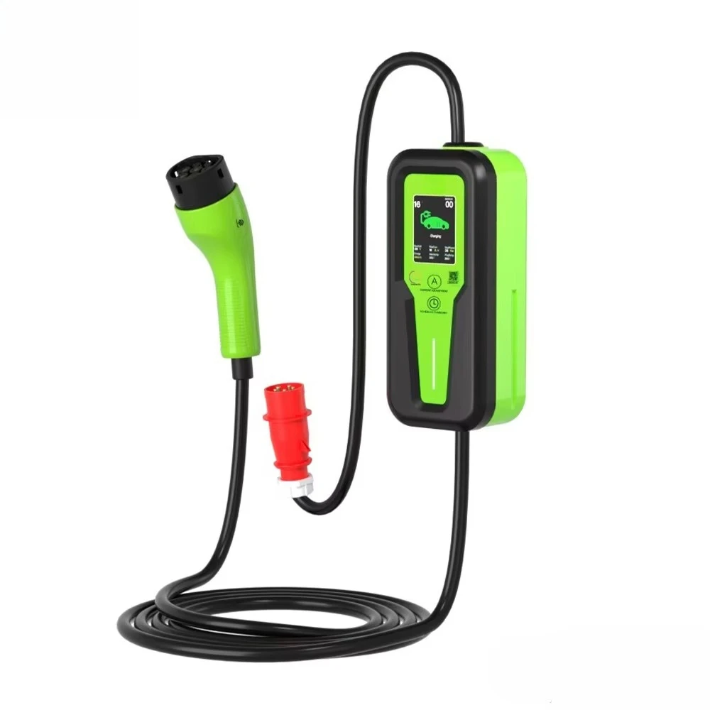 Portable Type 2 EV Charger 11kW 3 Phase AC Fast Charging Cable with LCD Screen IP67 Waterproof for Electric Car Home Charging