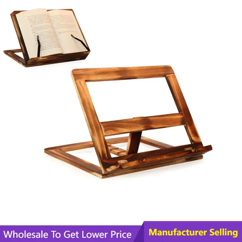 Reading Rest Home Study Room Book Holder Foldable Recipe Book Stand Wooden Frame Reading Bookshelf Tablet Pc Support Stand