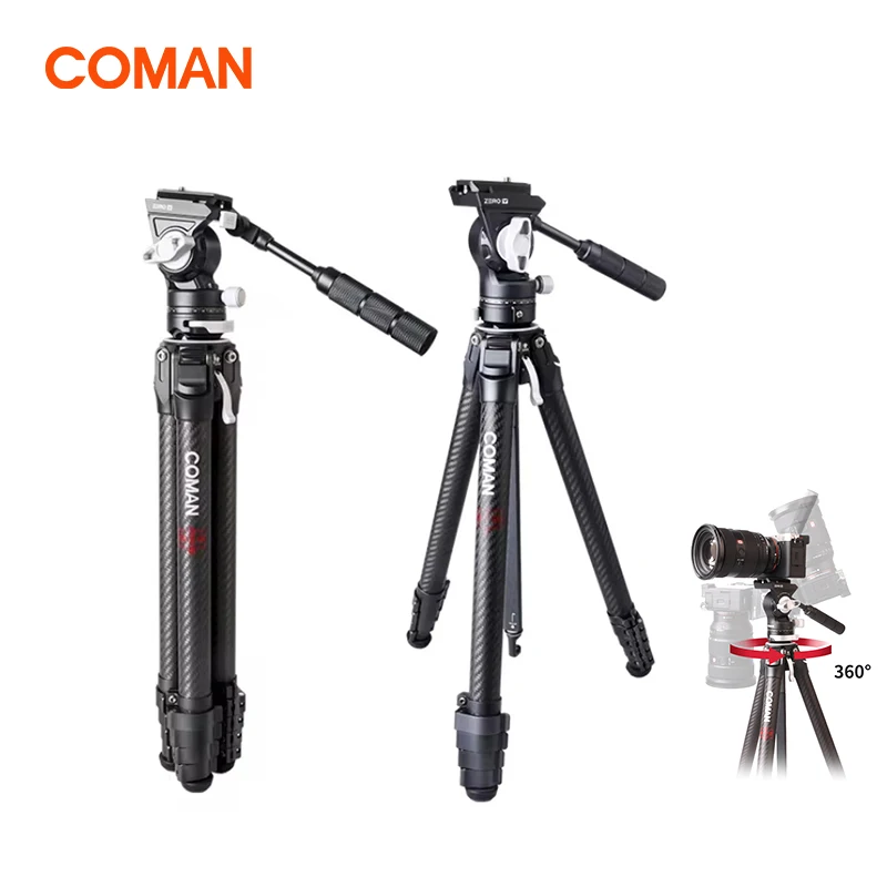 COMAN Zero V Portable Carbon Fiber Travel Tripod with 360° Degree Ball Head for DSLR Camera Canon Nikon Sony Smartphones