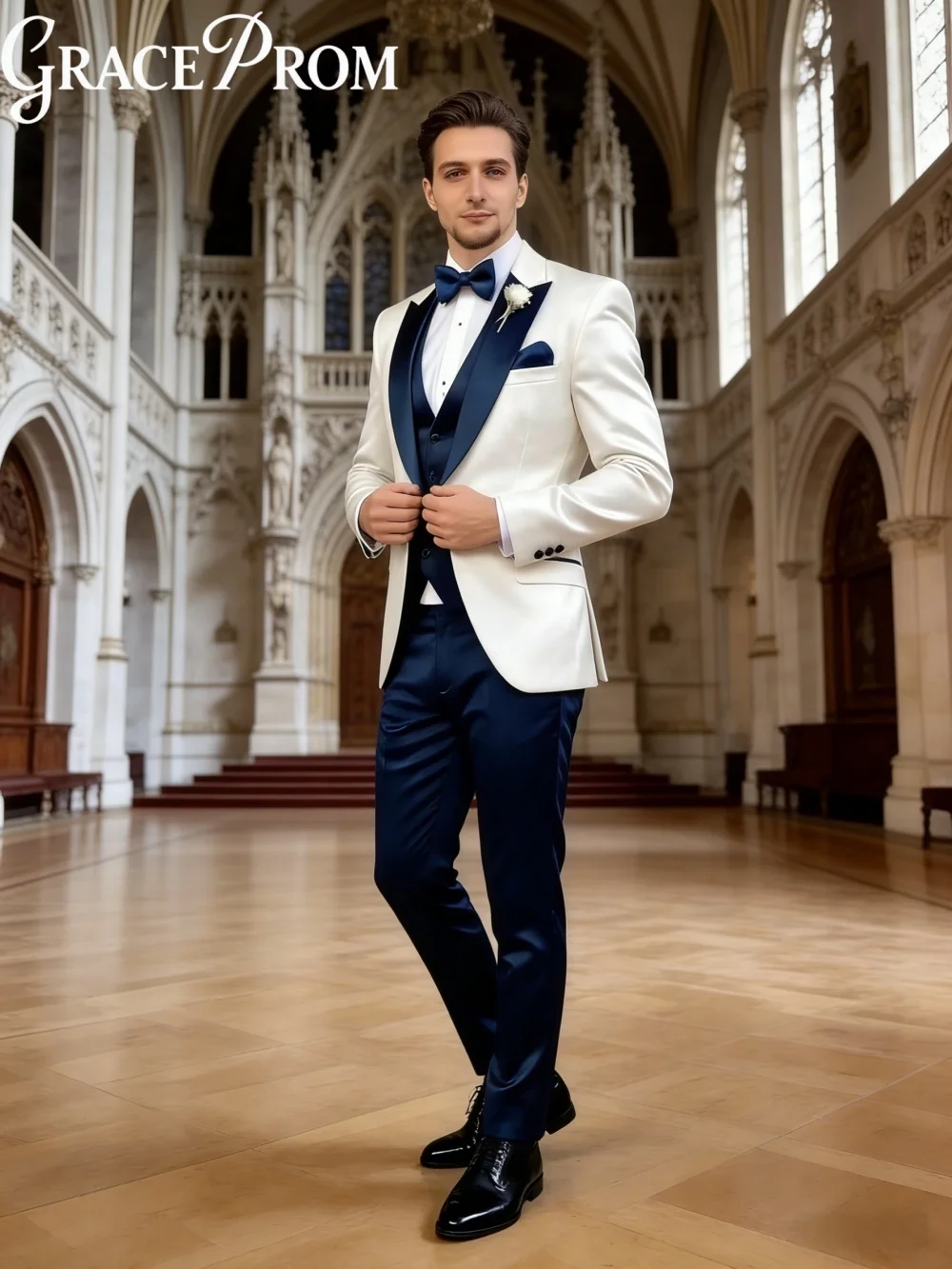 Elegant Notched Mens Suit Set Fashion Single Button Suit Set Includes Jacket Vest Pants For Office Performance Banquet Attire Cu
