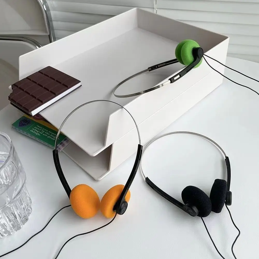 2PCS Retro Over-Ear Wired Headphones 3.5mm Jack Vintage 80s 90s Style Foldable Portable Headset for MP3 Player Smartphone PC