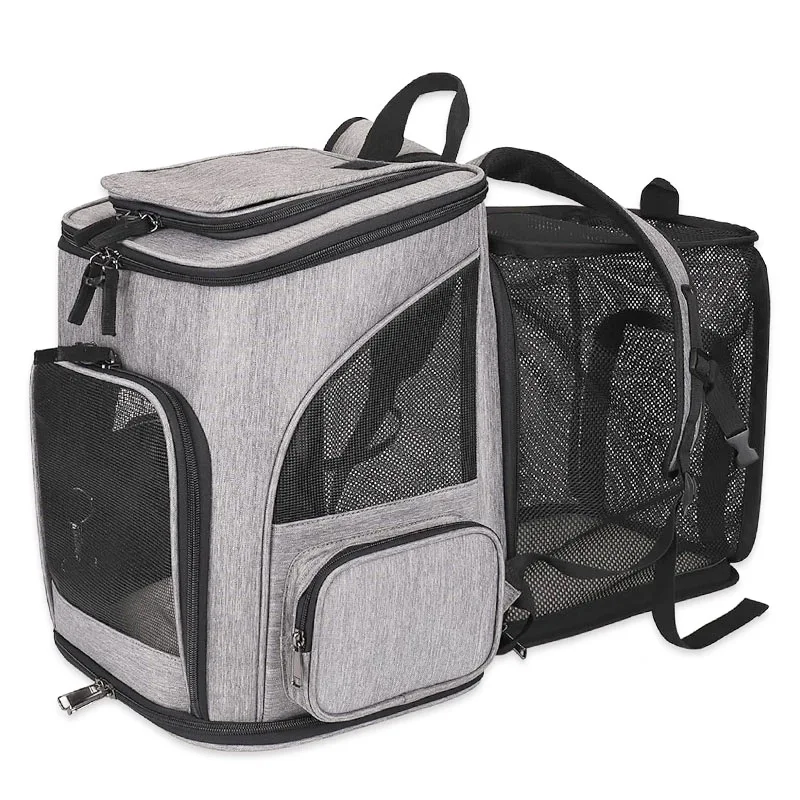 Expandable Foldable Pet Backpack for Cats Dogs, Double Shoulder Portable Cat Dog Carrier Outdoor Travel Bag