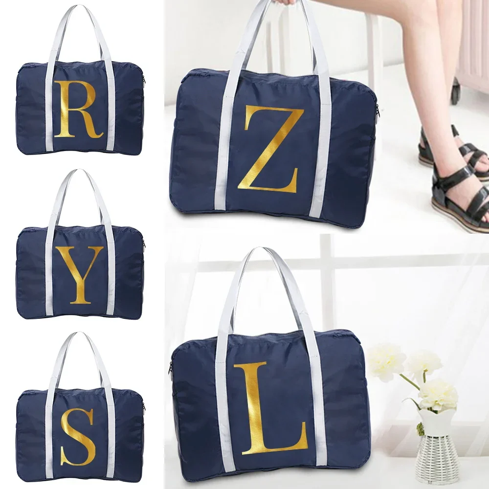 Luggage Travel Bags Large Capacity Bag Nylon Foldable Water Proof Handbag Unisex Letter Series Printing Travel Pack Dropshipping