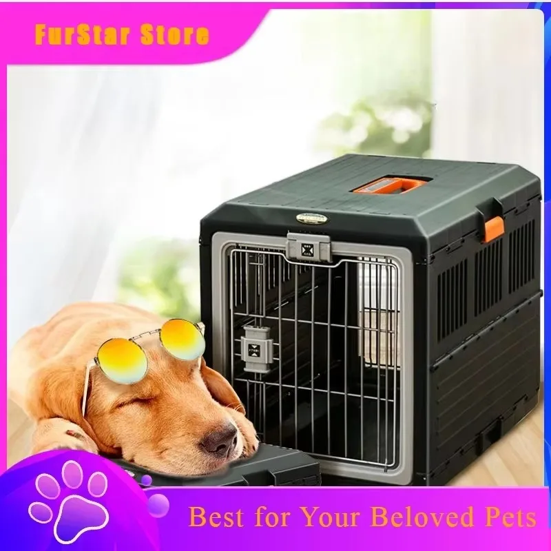 FurstarPortable Foldable Dog Cage Oversized Breathable Pet Airline Box Car Pet Cage For Traveling Multi-function Foldable Pet Ca