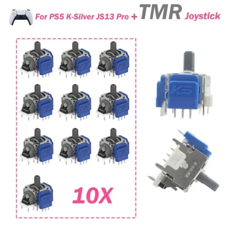 10pcs K-SILVER JS13 PRO+ TMR/Hall Electromagnetic Joystick Anti-Drift for PS5 PS4 Replace Tunnel Magnetic Resistance Joystick