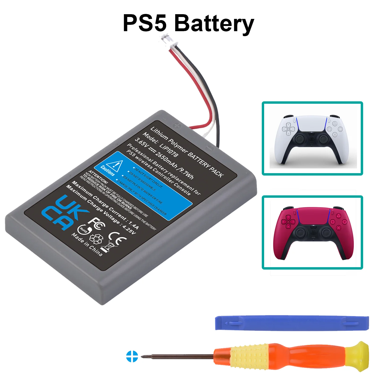 PS5 Battery for Sony PlayStation 5 Dualsense CFI-ZCT1W CFI-ZCT1J Wireless Controller, Part NO.: LIP1708
