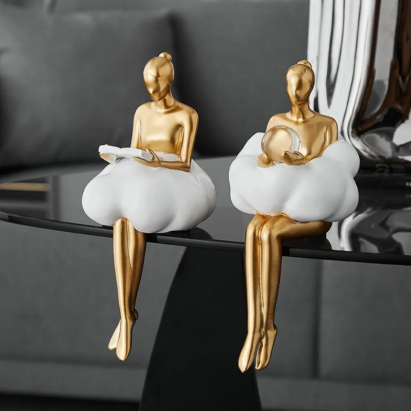 Ballet Girl Cloud Abstract Art Figure Statue Modern Dining Table Decoration Home Aesthetic Design Figure Handicrafts