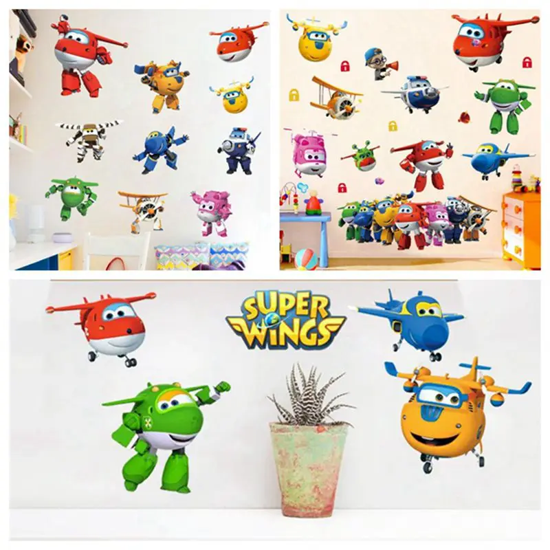 Hot Cartoon Super Wings Deformation Airplane Robot Baby Home Decoration Anime Posters Wall Decal Art Game WallPaper Kids Nursery