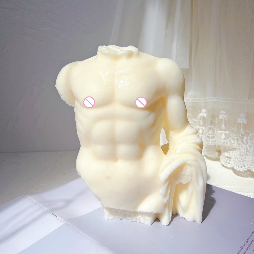 Unique Abdominal Muscle Man's Statue Silicone Mould Greek Roman Home Decor Antique Body Sculpture Male Torso Wax Candle Mold