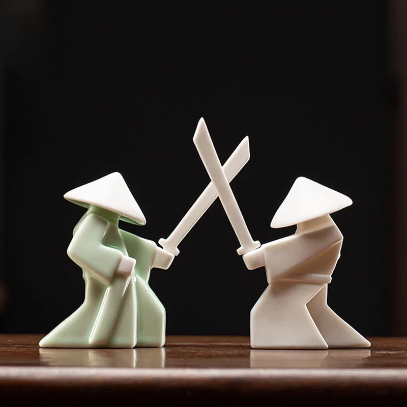 Swordsman Chivalrous Expert Ceramic Samurai Knight Statue Home Decoration Incense Stick Burner Holder High Quality Gift Zen