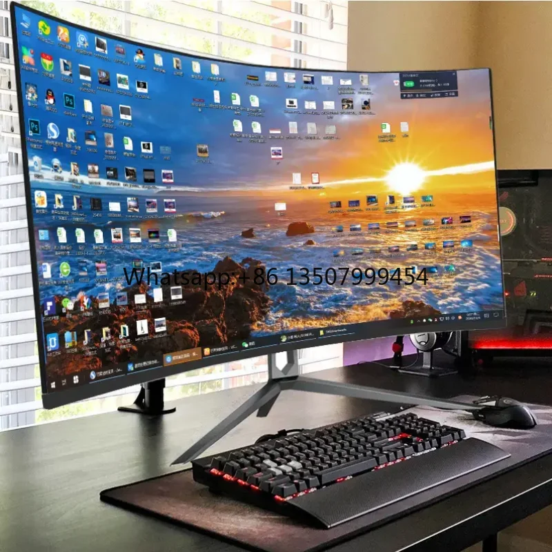 Factory Direct Sale 34 Inch IPS Screen Curved Gaming Monitor 3440x1440 165Hz 4K DP Desktop Adjustable Stand