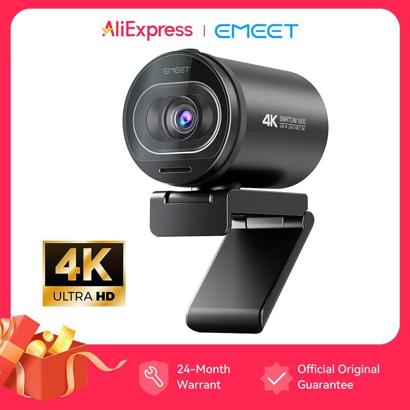 4K Webcam 1080P 60FPS Autofocus Streaming Web Camera EMEET S600 Living Stream Camera With Mics&Privacy Cover for Tiktok/YouTube