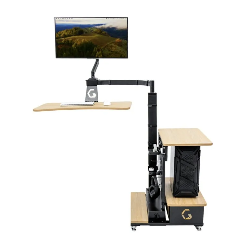 Multifunctional electric floating height-adjustable desk, monitor stand, computer desk and chair set, adjustable for home use