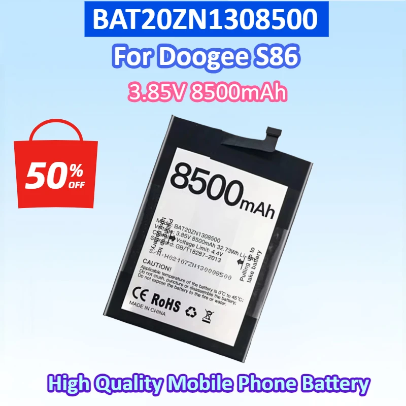 Newest BAT20ZN1308500 3.85V 8500mAh Rechargeable Battery for Doogee S86 Smartphone Battery High Quality Mobile Phone Battery
