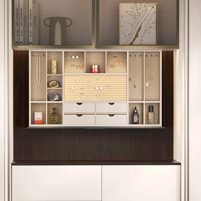 Customized electric lifting hanging cabinet, basket, dressing table, cloakroom, invisible intelligent dressing table, makeup mir