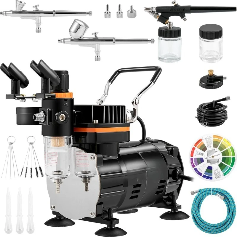 Professional Dual-Action Airbrush Kit 120W Electric Spray Gun Air Brush Painting Set Nail Tattoo Makeup Model Sprayer