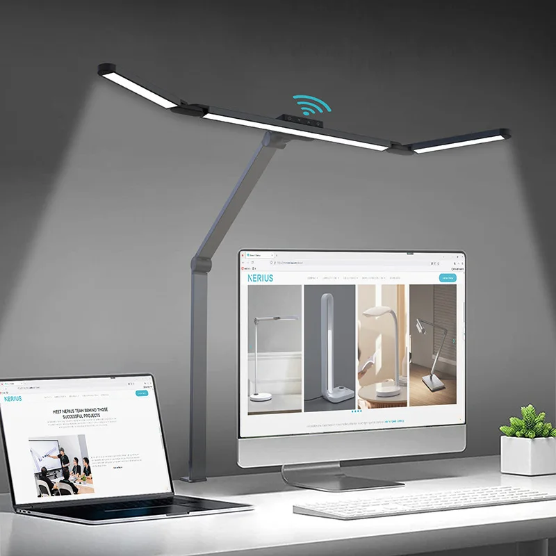 Metal Foldable Clamp Desk Lamp for Office Study, Eye-Care LED Work Light for Nail Art, Detachable Home Decor