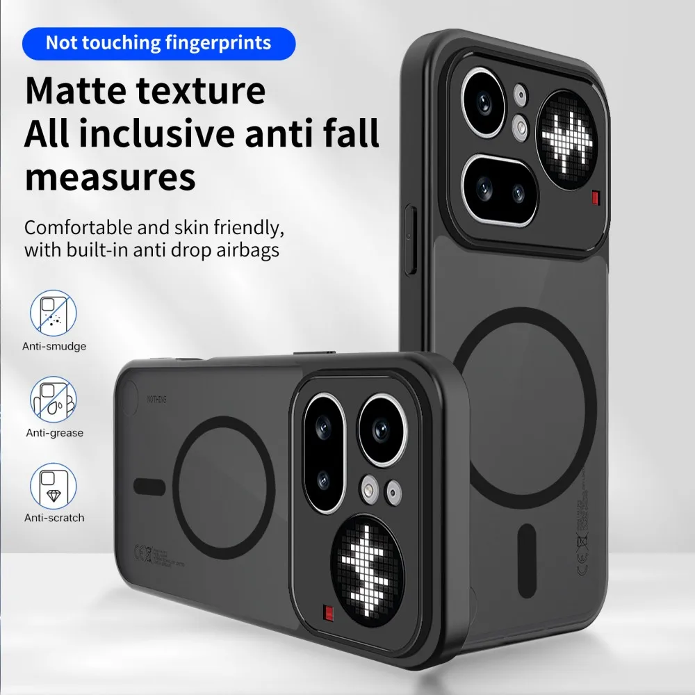 For Nothing Phone 4A Pro Skin Texture Scrub Phone Case Magnetic Wireless Charger PC Hard Shell Protective Back Cover