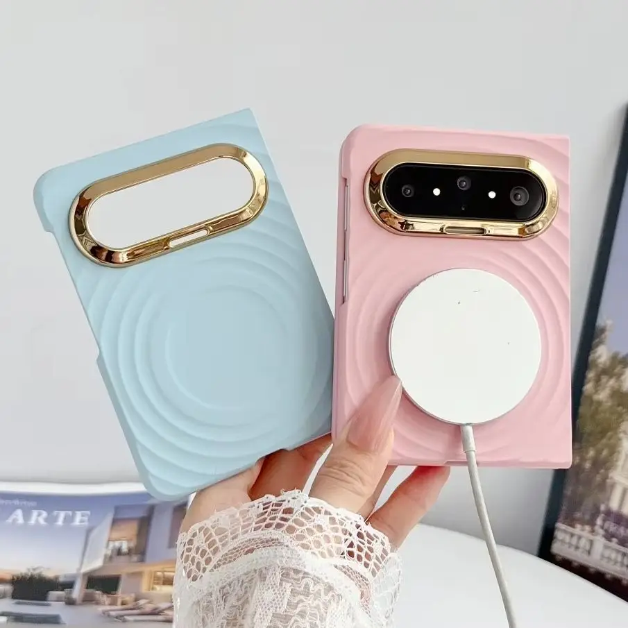 For HuaWei Pura X Max Wave Pattern Phone Case Magnetic Wireless Charger Magnetic Shockproof PC Shell Protective Back Cover