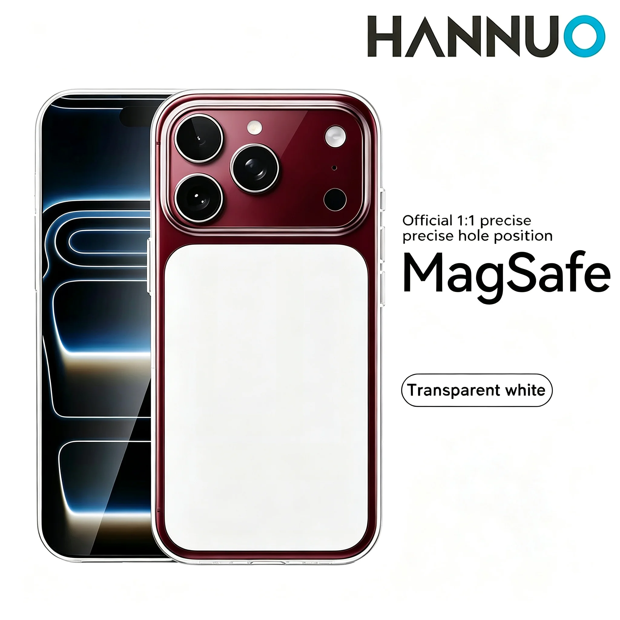 HANNUO Magnetic Case for iPhone 18 Pro MAX Cases 17 Pro MAX Shockproof Cover Thin Cover Anti Yellow Cover for Wireless Charger