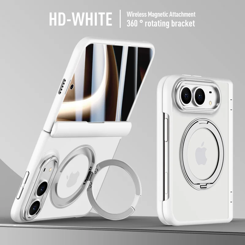 Clear Hard PC Matte Ring Stand Magnetic Case For iPhone 18 Ultra Hinge/Screen Protect Film For Magsafe Wireless Charger Cover 