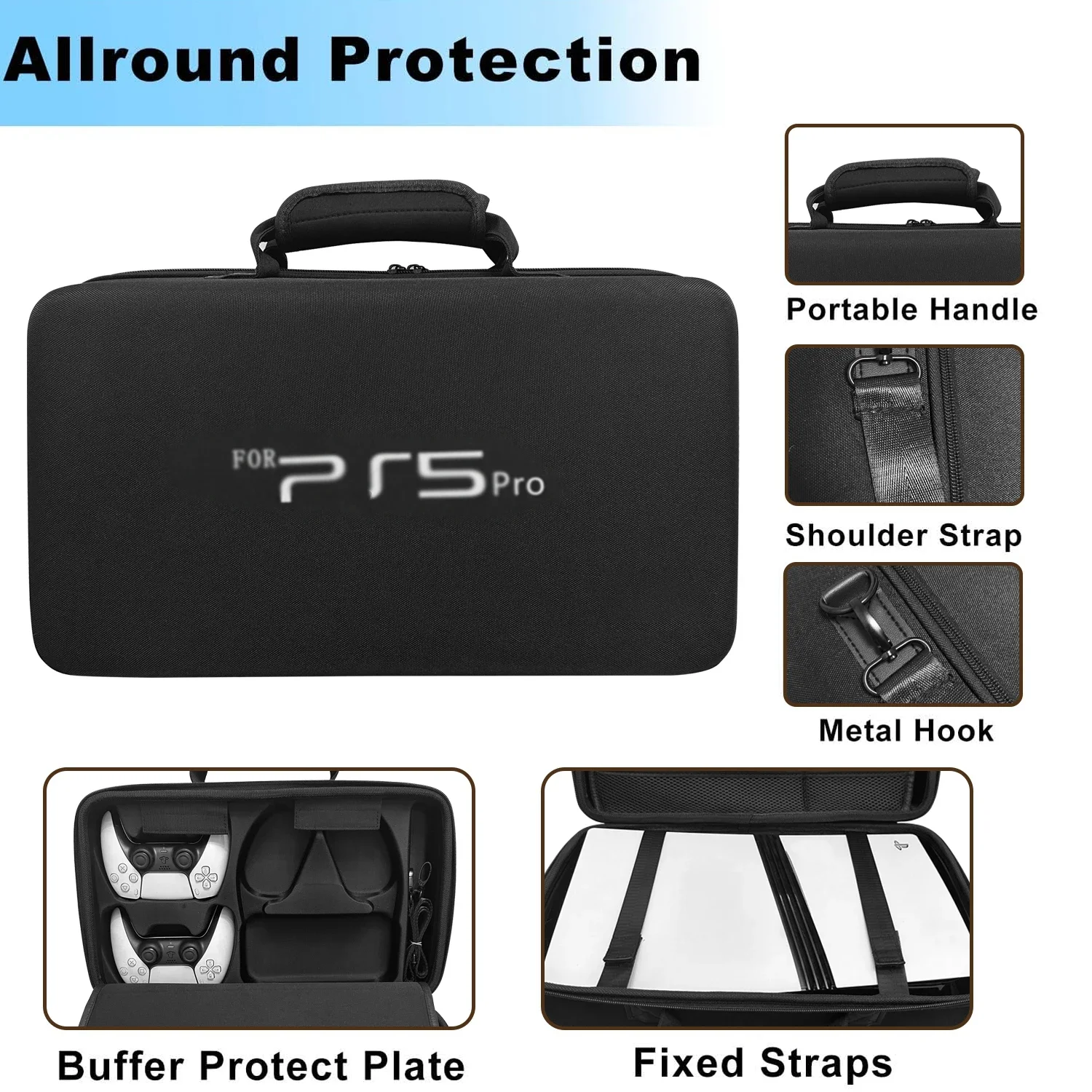 Carrying Case For PS5 Pro Bag Gamepad Console Controller Headphone Protective Travel Storage Handbag For Playstation 5 Pro