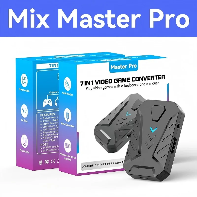 7 in 1 Mix Master Pro Video Game Converter Combo Pack with 3.5mm Headphone Slot for PS3 PS4 PS5 XBOX 360 One Series X S Switch