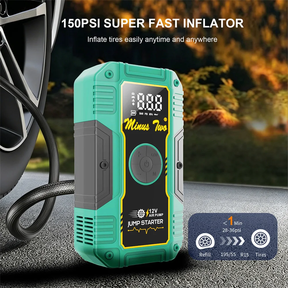 Professional Car Jump Starter, Portable Emergency Booster for SUV Truck, All-in-One Power Supply with USB Fast Charge、LED Light