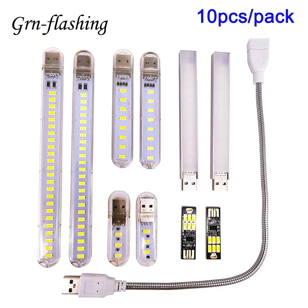 10pcs Mini Portable Laptops USB LED Light Night Light Touch Sensor Dimmable Table Desk Book Lamp Power Bank PC Reading Lighting