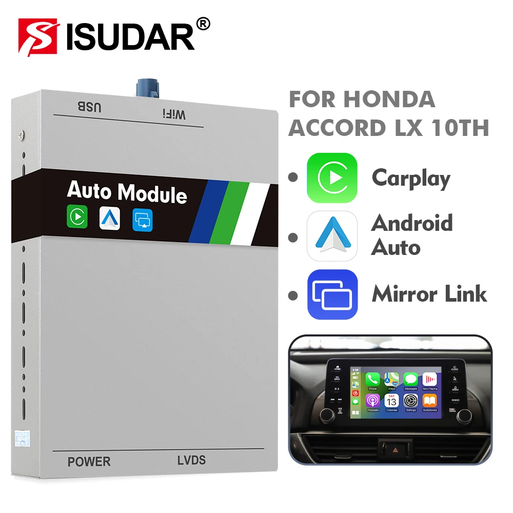 ISUDAR Send from USA Apple Wireless Carplay For HONDA/ACCORD 10th Generation 2018- Android Auto Car Multimedia Play AI Box Video