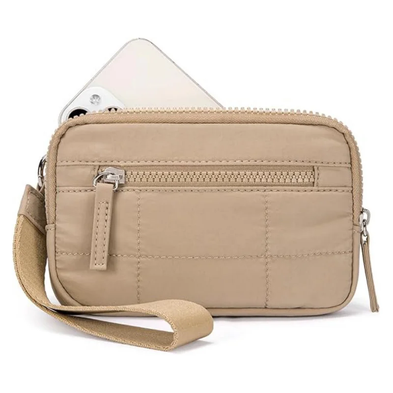 NamcheBarwa Puffer Wristlet Wallets for Women Nylon Quilted Wallet with 3 Pocket for Travel Portable Credit Card Holder Phone