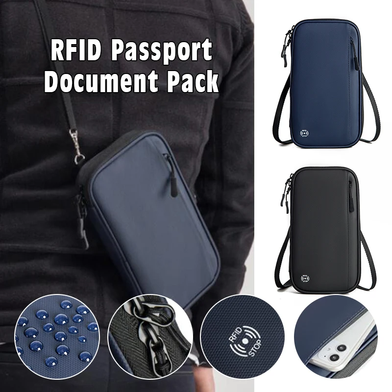 RFID Passport Bag Travel Wallet Card Storage Pouch Anti-Theft High-capacity Portable Passport Holder RFID Blocker Card Bag