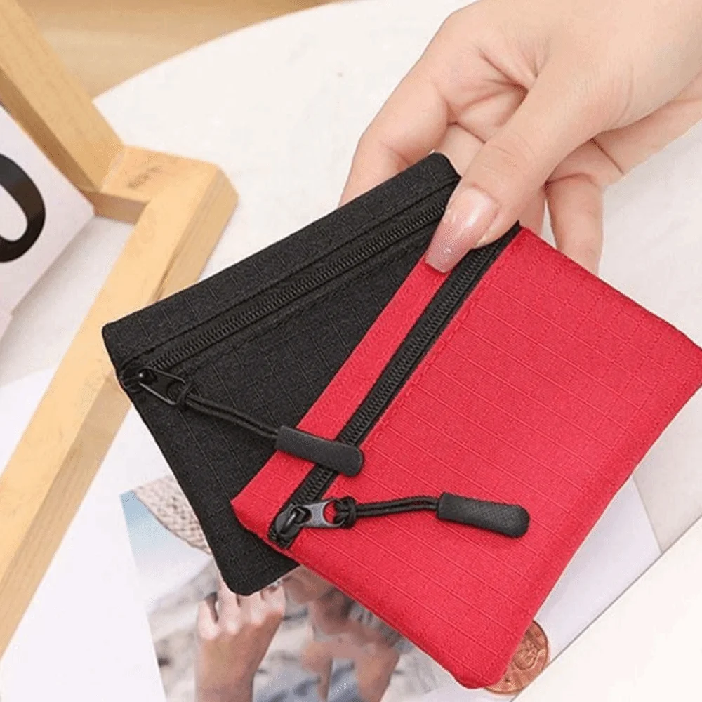 Portable Korean Style Ox Cloth Coin Purse Solid Color Wallet Small Item Bag Card Bag Zipper Card Storage Bag Travel