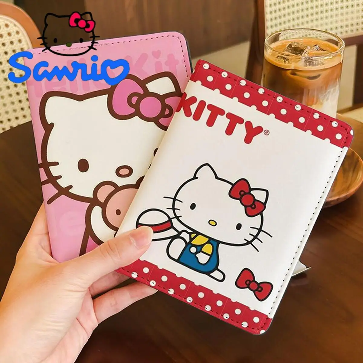Kawaii Sanrio Hello Kitty Passport Holder Multi Card Slots Travel Document Organizer Portable Passport Wallet For Women Girls