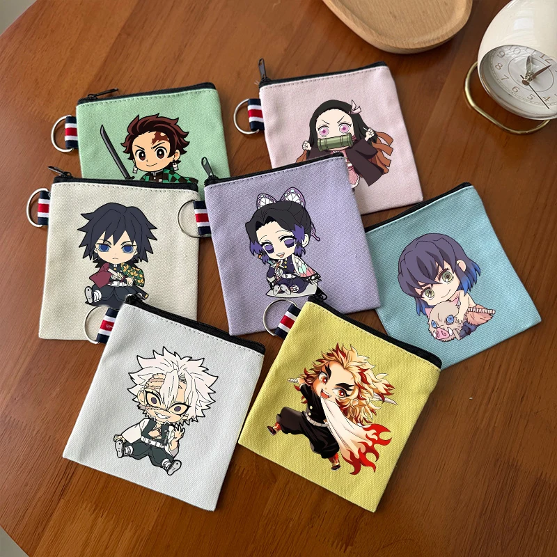 New Demon Slayer Wallet Boy Girl Wallets ID Card Holder Fashion Coin Purse Anime Cartoon Wallet Travel Portable Money Bag Gift