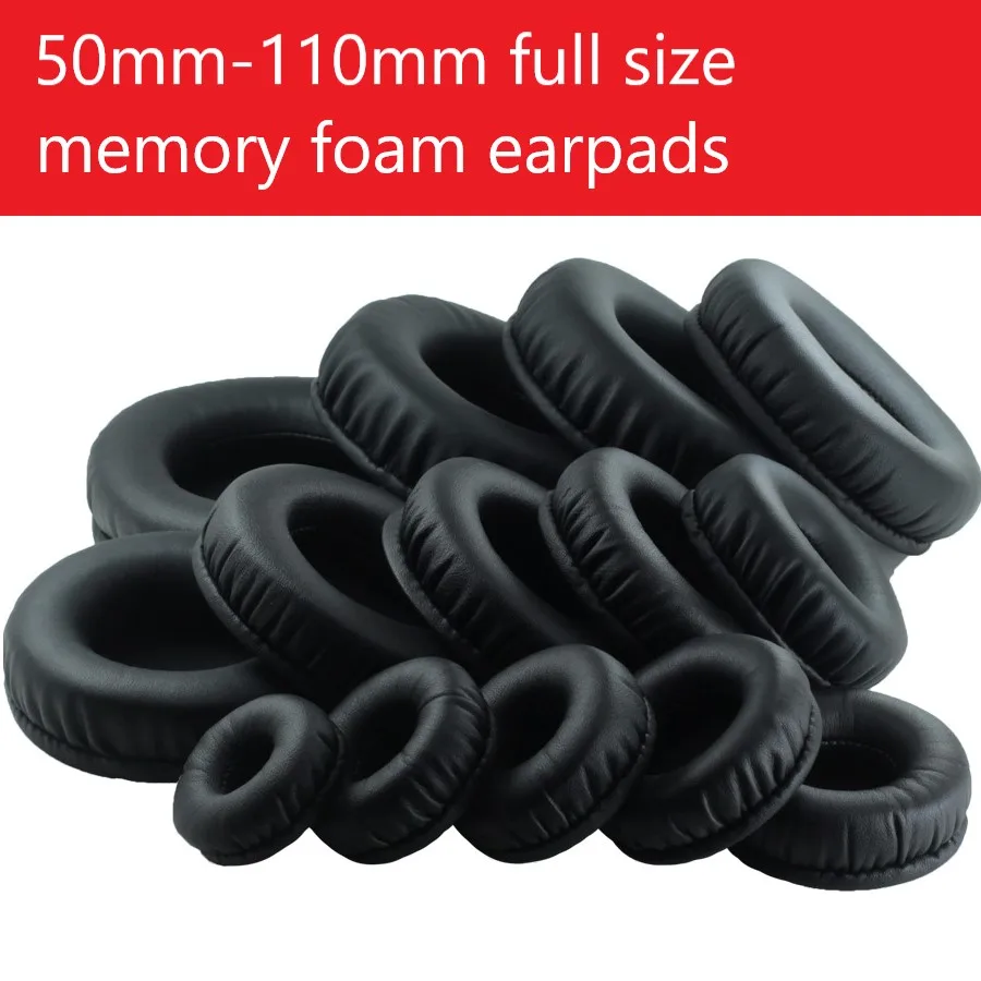 50mm 110mm Replacement Earpads Headphone General Cushion 60mm 70mm 80mm 90mm 100mm Round Protein Leather Memory Foam Ear Pads