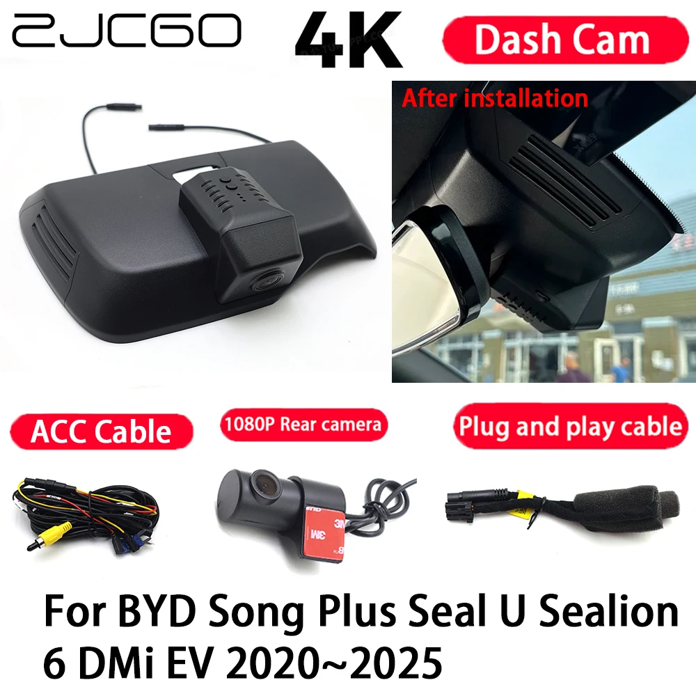 Car Camera 4K Plug and Play Dash Cam Video Recorder Night Vision for BYD Song Plus Seal U Sealion 6 DMi EV 2020-2025