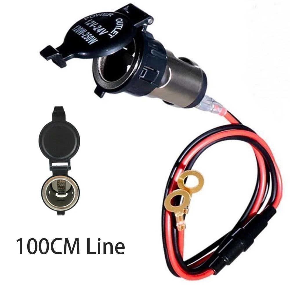 Car Cigarette Lighter Female Socket Power Plug with Waterproof Cover Case DC Charger Socket Outlet For Car DVR 12V-24V 120W 10A