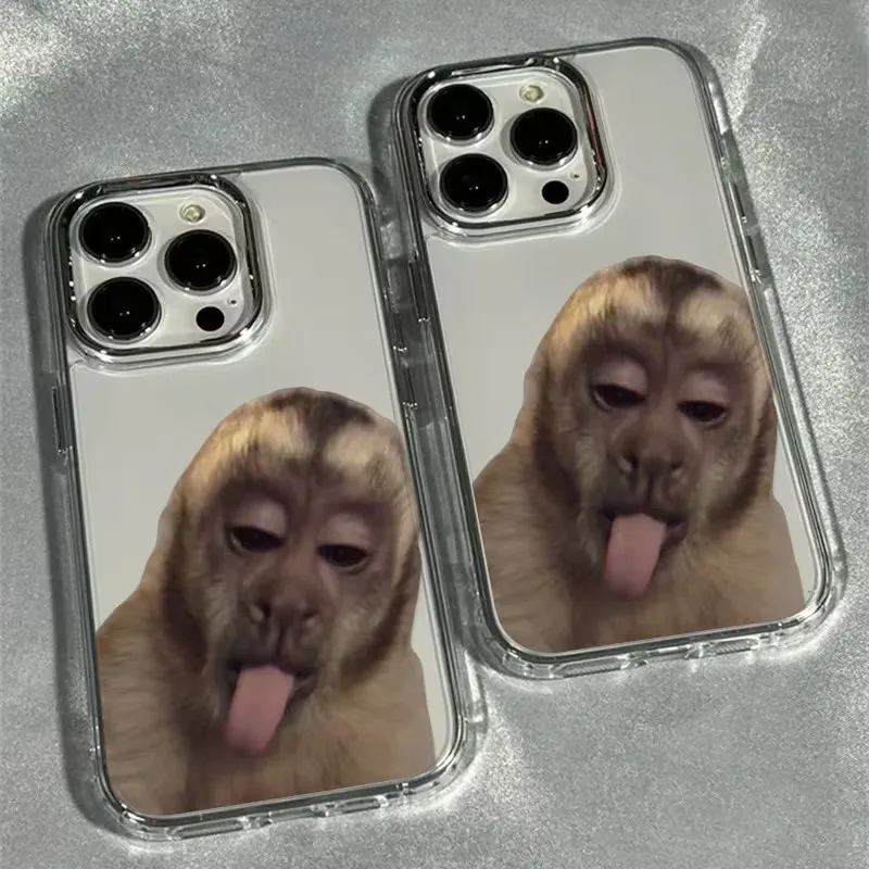 Tongue Sticking Monkey Phone Case For IPhone 18 17 Air 16 16E 15 14 13 12 11 Pro Max X XR XS 7 8 Plus SE2 Transparent Soft Cover