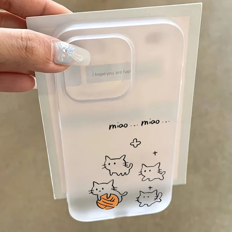 Cute Black Cat Pattern Phone Case For iPhone 17 16 Pro Max Air XS X XR 15 14 13 12 11 7 8 Plus SE2 Translucent Soft Cover Funda