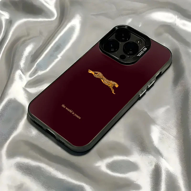 Minimalist Leopard Phone Case For iPhone 17 Pro 16 15 14 7 8 Plus 13 12 11 Pro Max 16E 17Air XR XS Max Trendy Shockproof Cover