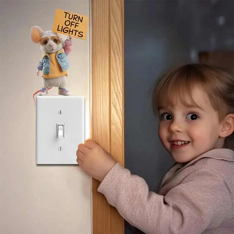 Reminder Mouse Turn Off Lights Sticker Wall, Bedroom, Toilet and Home Decor Waterproof Decals S1011