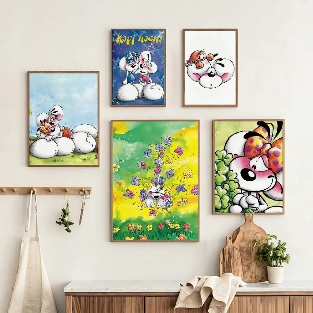 Cute D-Diddl-Maus Mouse Poster HD Self Adhesive Waterproof Wall Art Ideal for Home Office Dorm Gift Customizable