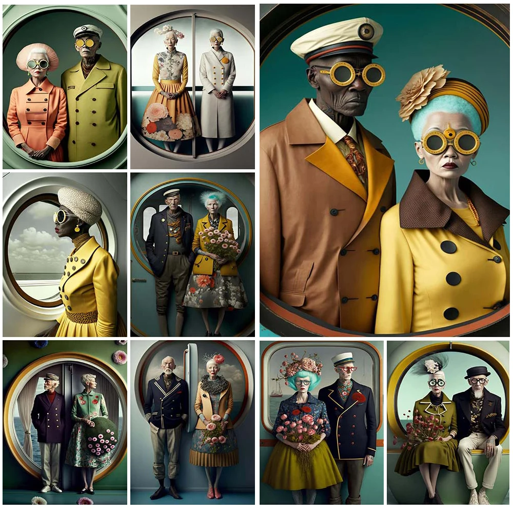 Modern Dress Up Woman Gentleman Posters and Prints Wall Art Canvas Painting Home Decor Wall Pictures For Living Room Unframed